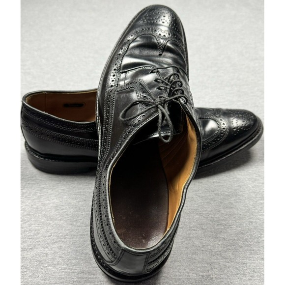 Allen Edmonds MacNeil Shoes Mens 13 Black Leather Long Wing Wingtips 9107 - Picture 10 of 11